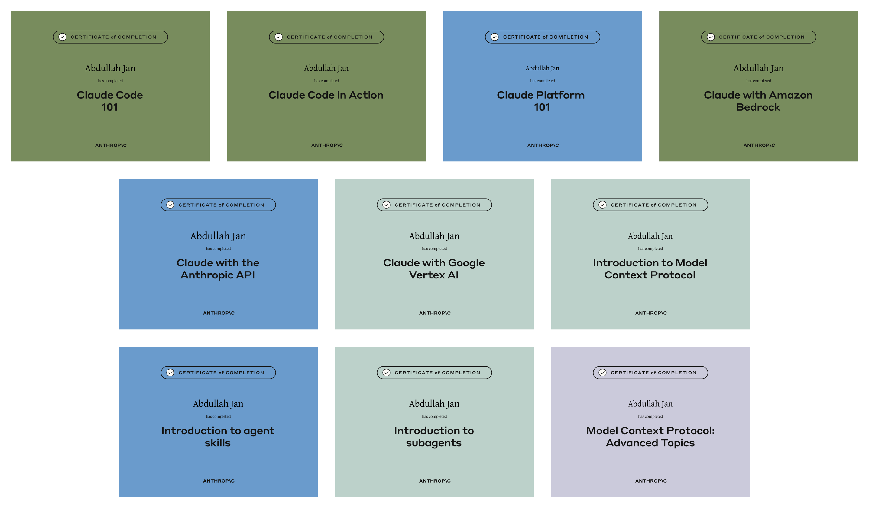 Claude platform certificates