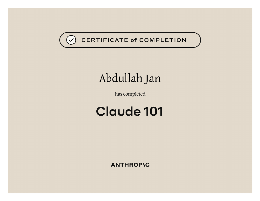 Claude 101 certificate